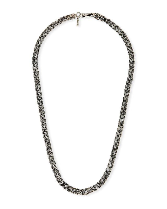 Mens Woven Foxtail Chain Necklace, Silver Product Image