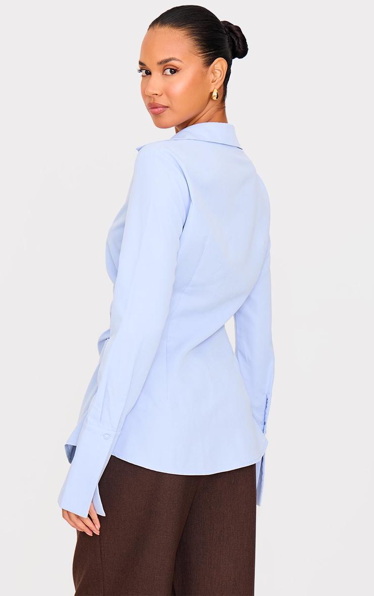 Light Blue Asymmetric Cinched Shirt Product Image