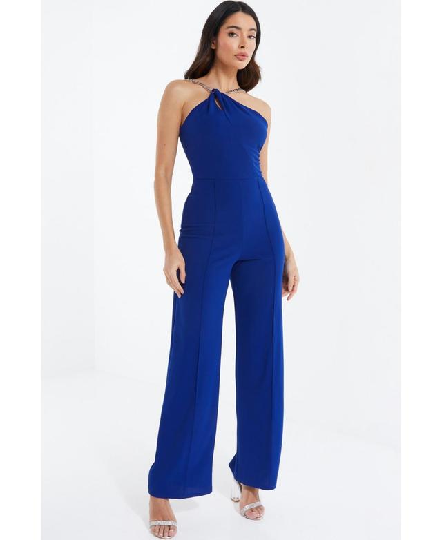 Women's Scuba Crepe Chain Neck Palazzo Jumpsuit Product Image