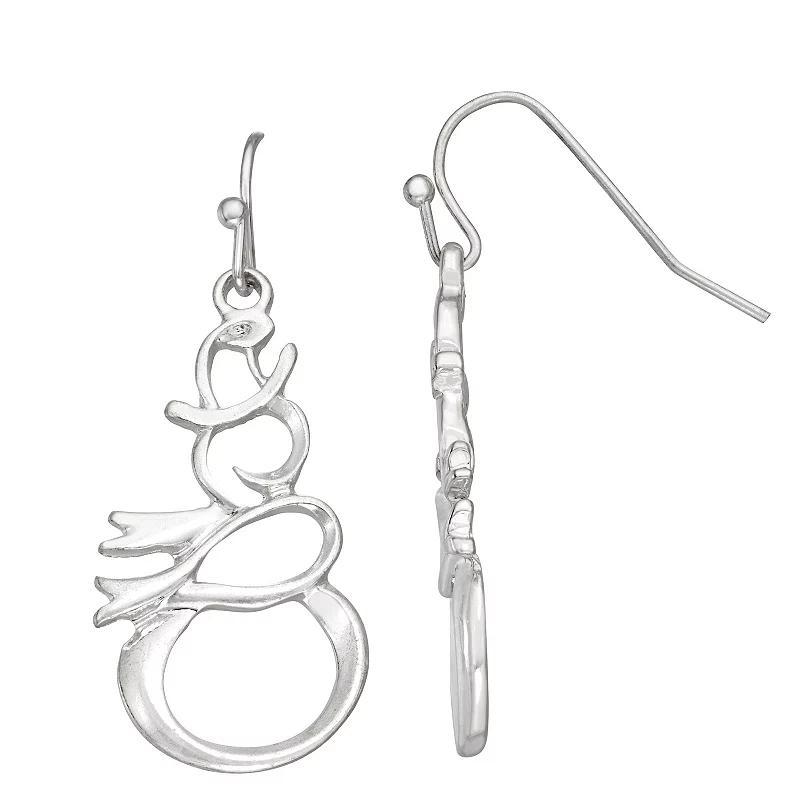 Celebrate Together Silver Tone Snowman Drop Earrings, Womens, Clear Product Image