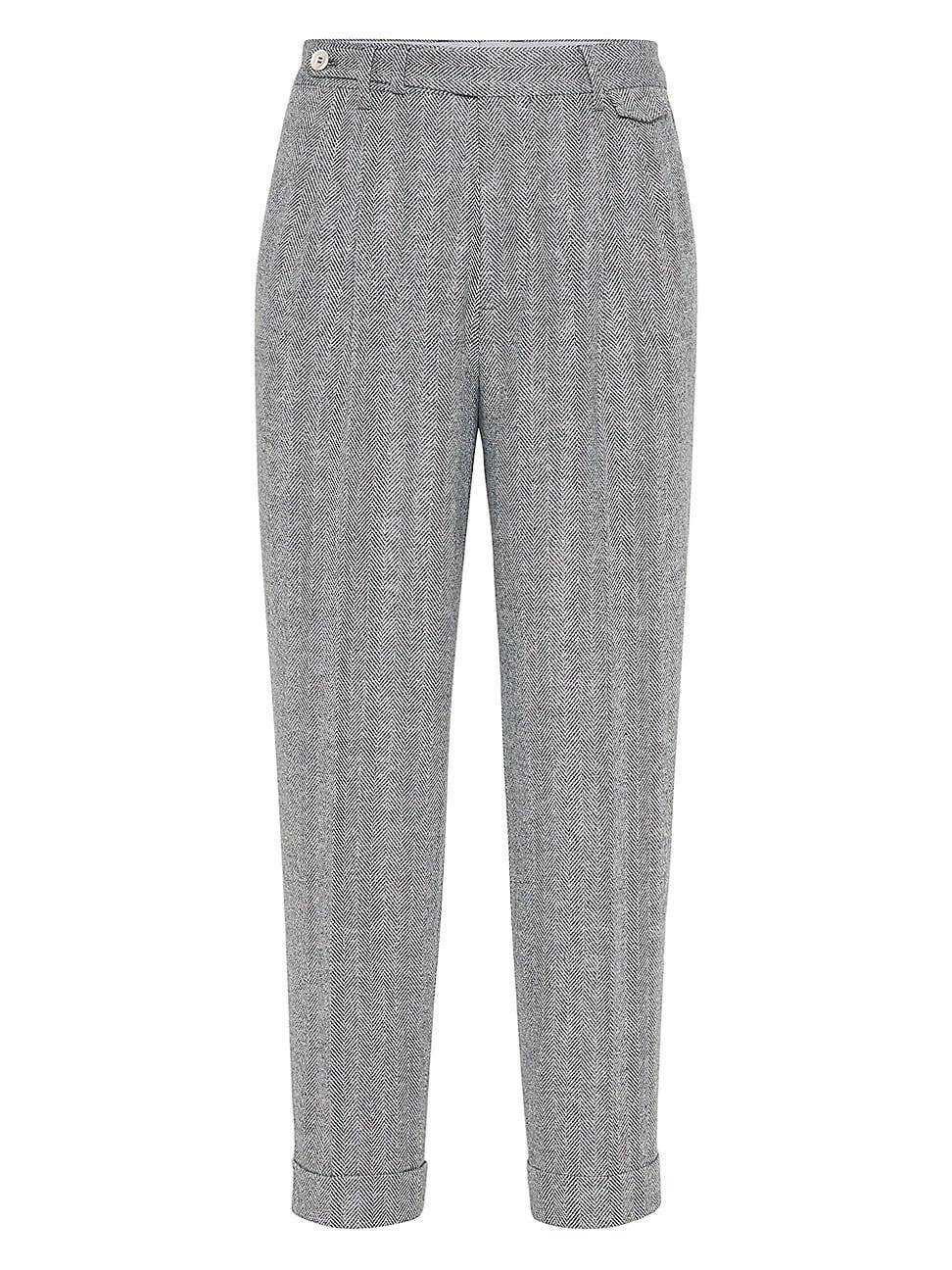 Mens Comfort Chevron Leisure Fit Trousers with Double Pleats Product Image