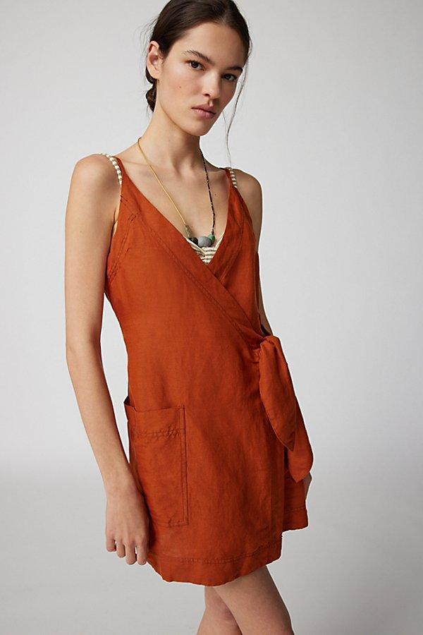 Urban Outfitters UO Wrap Me Up Linen Mini Dress Womens at Urban Outfitters Product Image