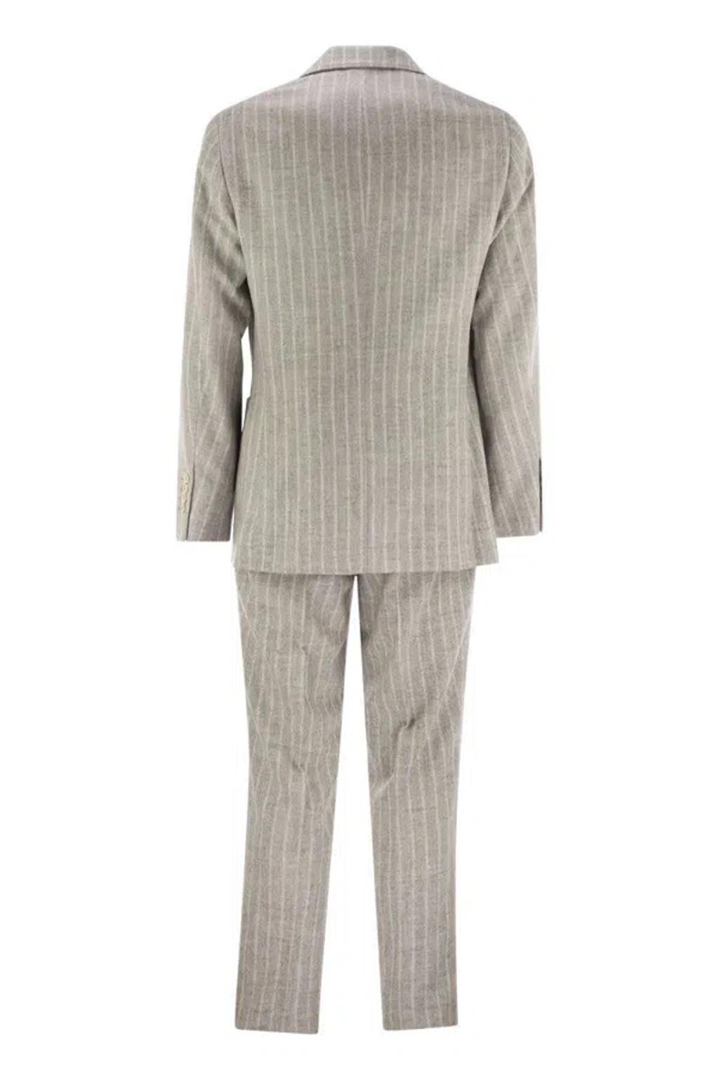 BRUNELLO CUCINELLI Striped Suit In Grey Product Image