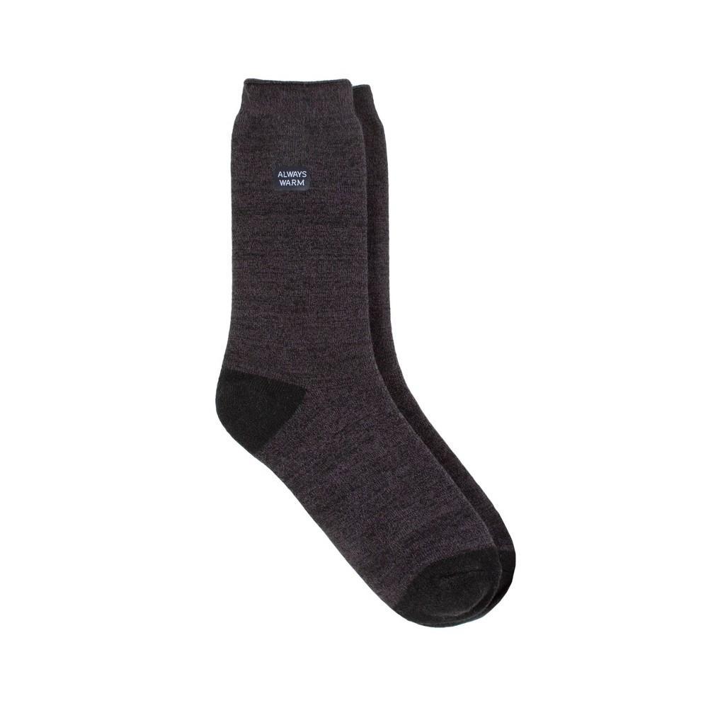 Always Warm by Heat Holders Mens Warm Twist Crew Socks - Black 7-12 Product Image