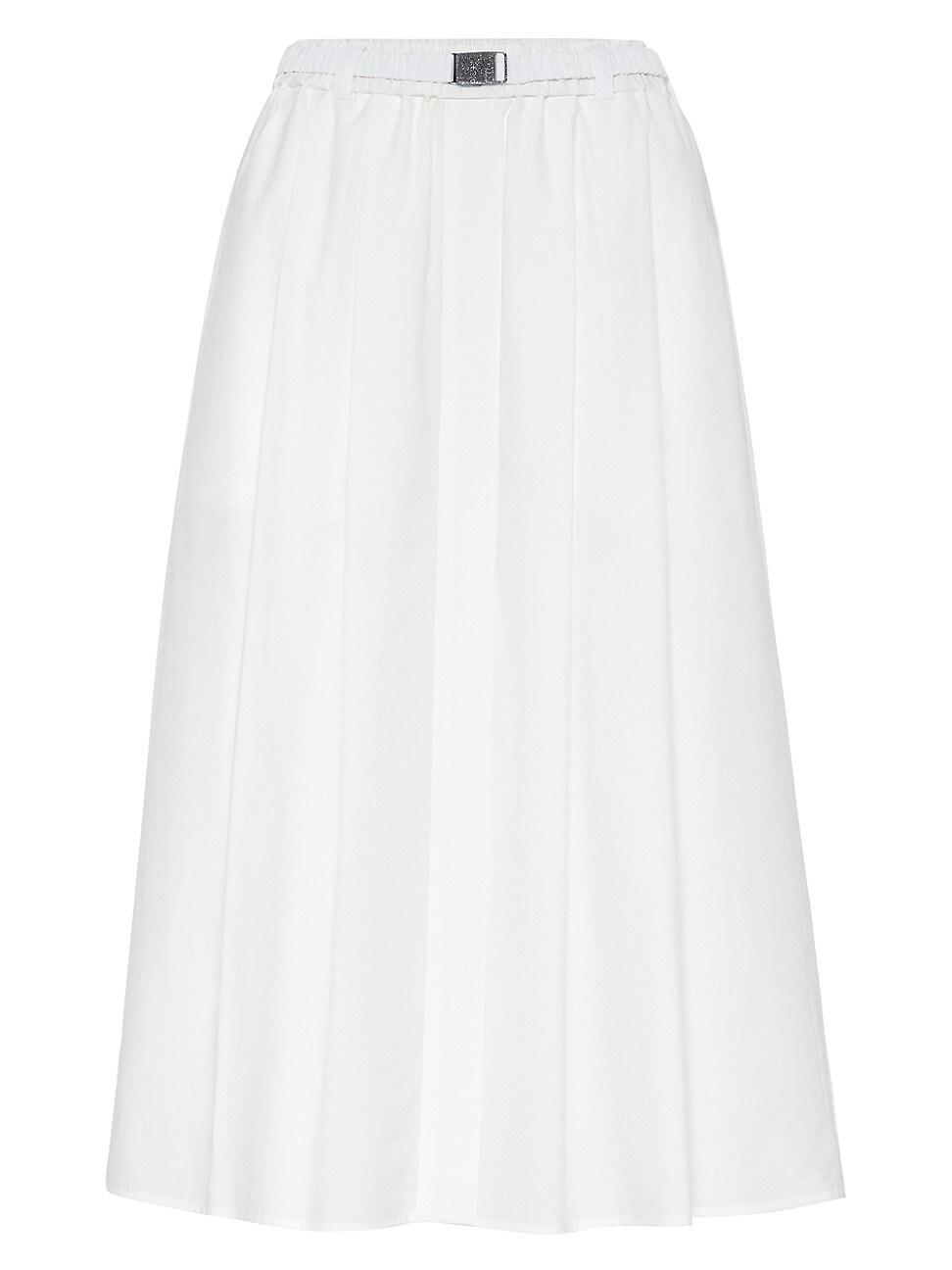 Womens Techno Cotton Poplin Skirt with Shimmering Buckle Product Image