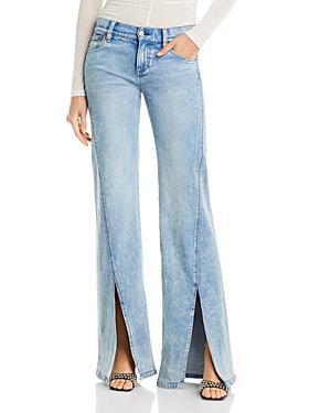 Sedona Front Slit Flared Leg Jeans In Lightening Blue Product Image