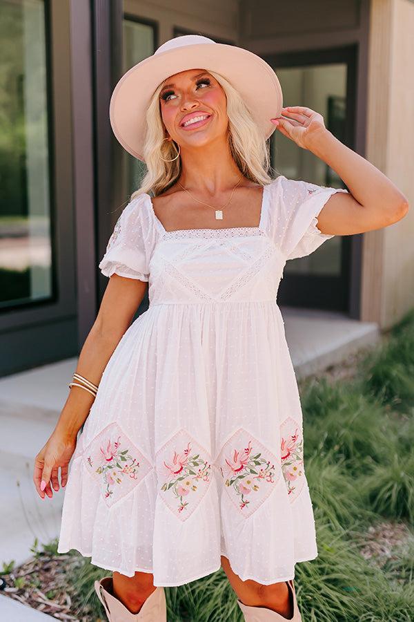 Feeling At Home Embroidered Dress In White Product Image