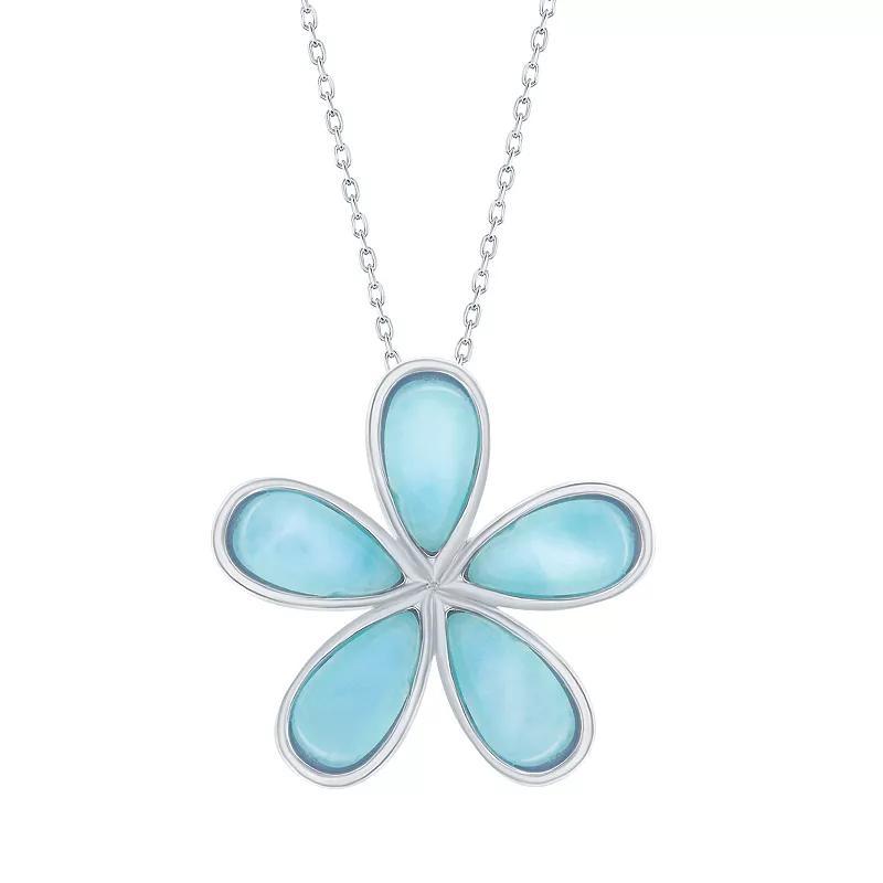 Nautica Rocks Sterling Silver Daisy Flower Larimar Pendant Necklace, Womens Blue Product Image