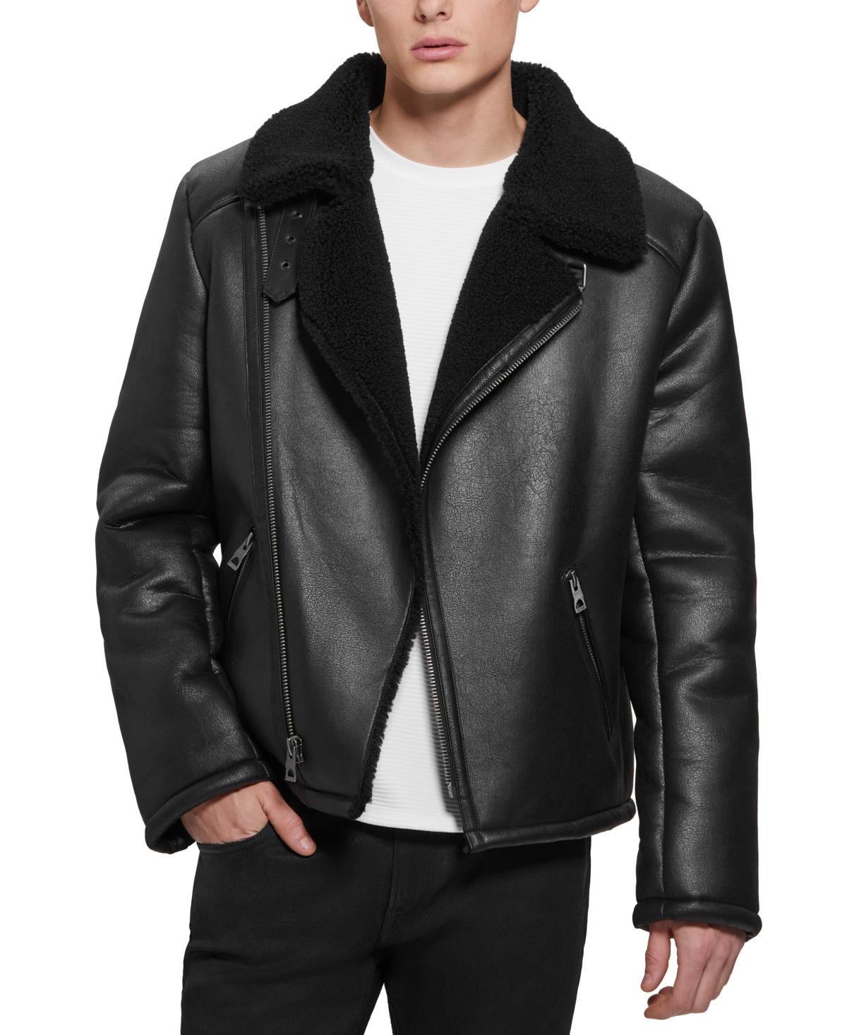 Guess Mens Toni Asymmetrical Faux Leather Jacket Product Image