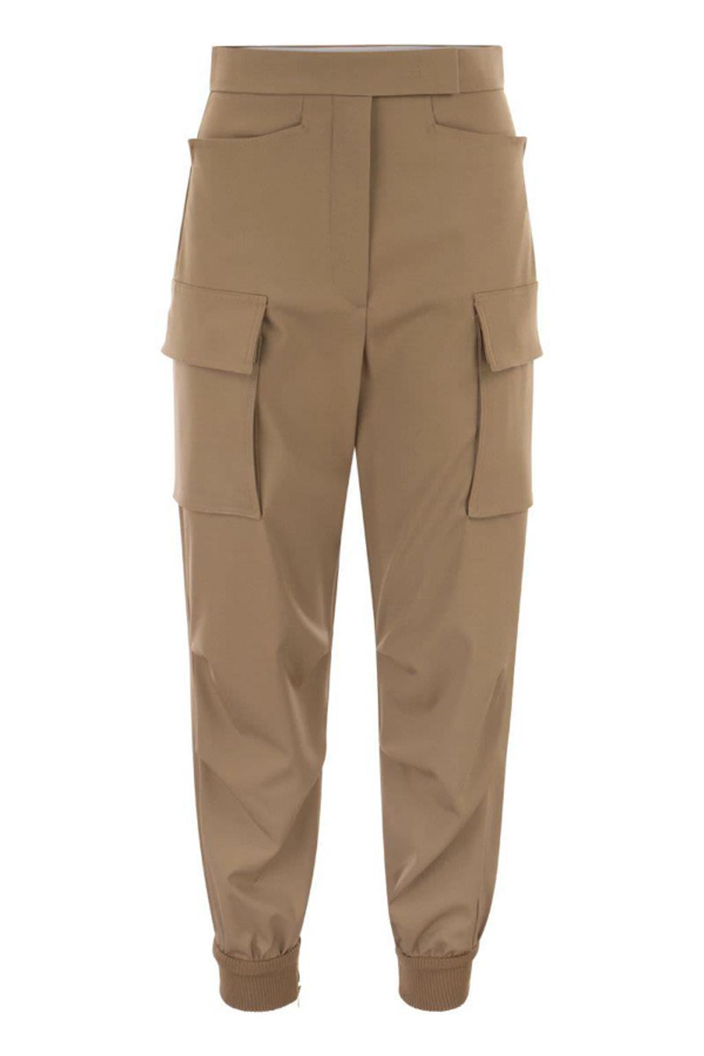 Tskirt - Wool Gabardine Cargo Trousers In Brown Product Image