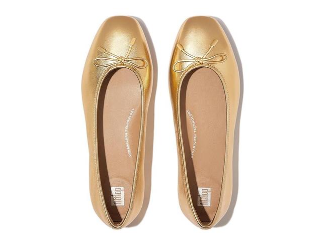 FitFlop Delicato Bow Soft Metallic-Leather Ballerinas (Old ) Women's Flat Shoes Product Image