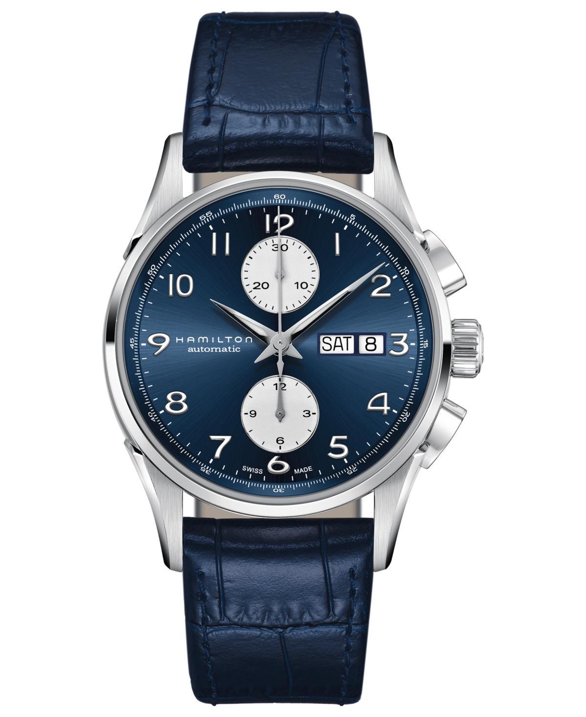 Hamilton Mens Swiss Automatic Jazzmaster Maestro Blue Leather Strap Watch 41mm Product Image