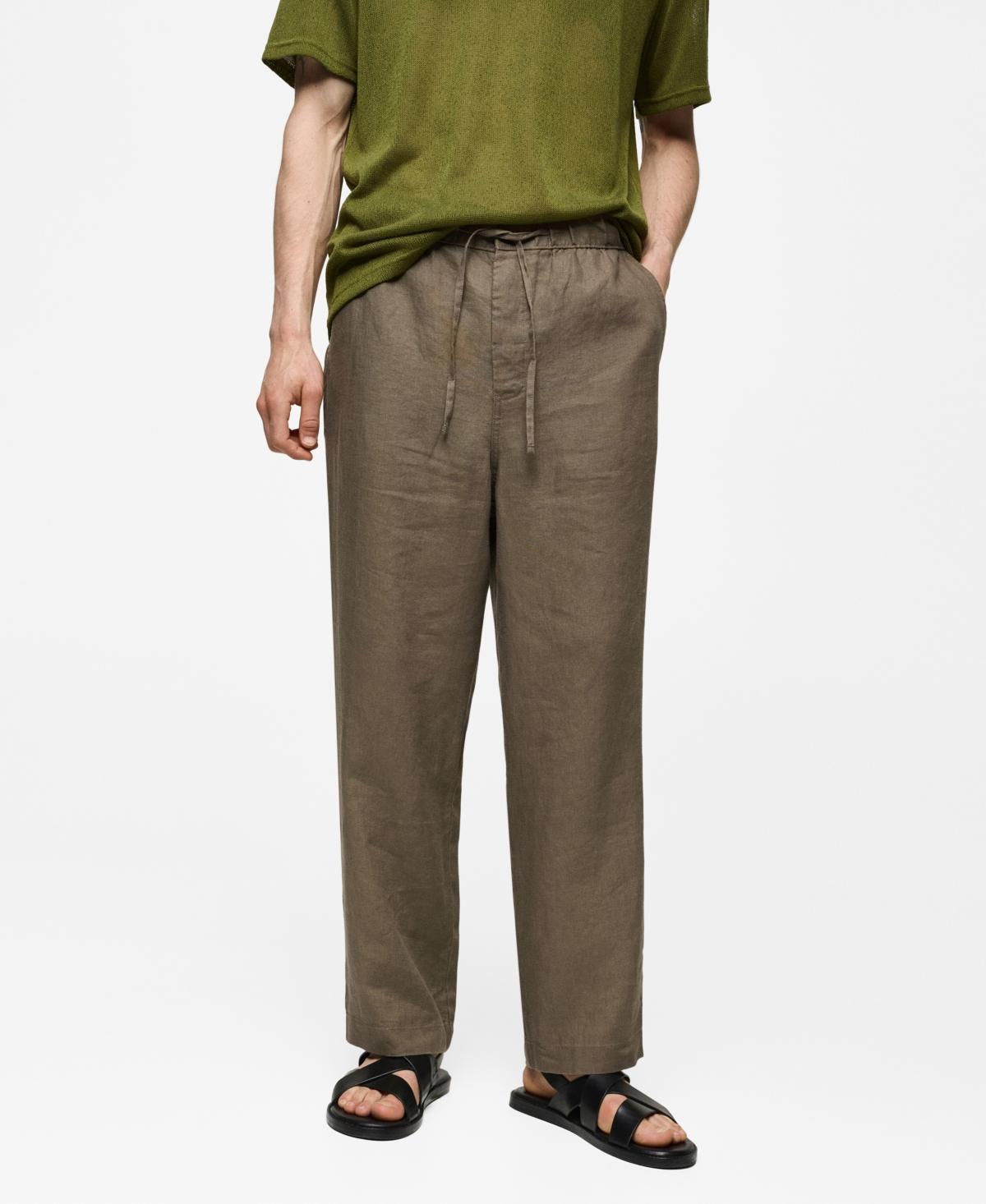 Mango Mens 100% Linen Drawstring Pants Product Image