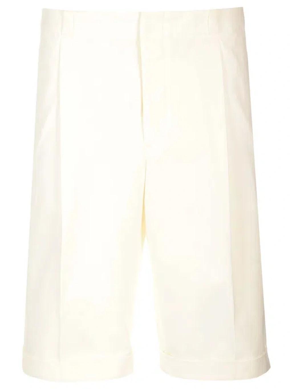 Men's Heavy Cotton Pleated Tailored Shorts In White Product Image