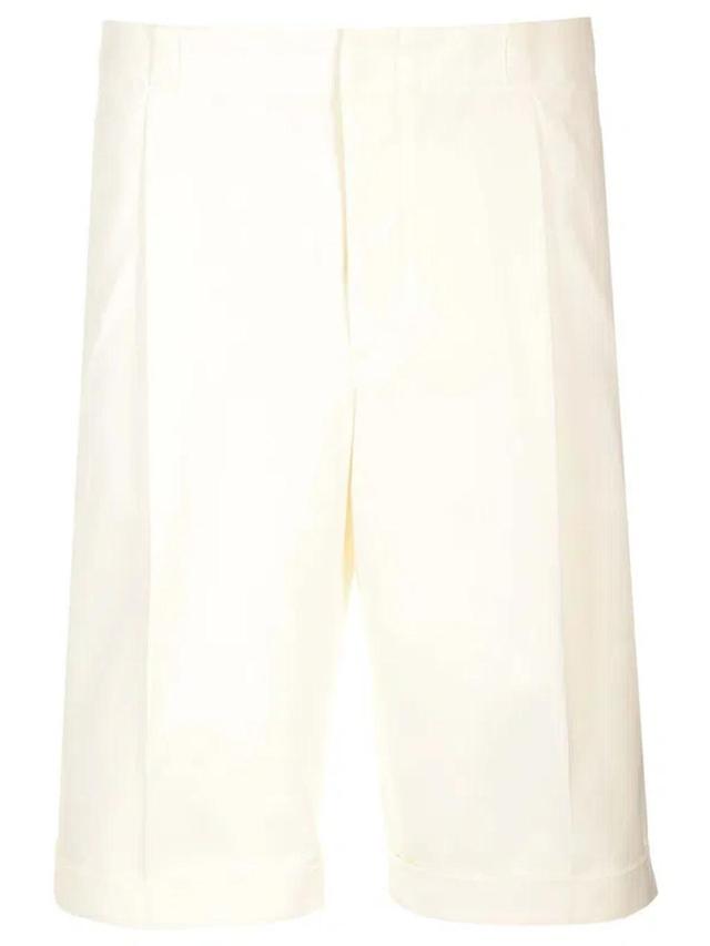 Men's Heavy Cotton Pleated Tailored Shorts In White Product Image