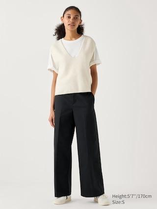 Womens Wide Chino Pants Black XL UNIQLO US Product Image