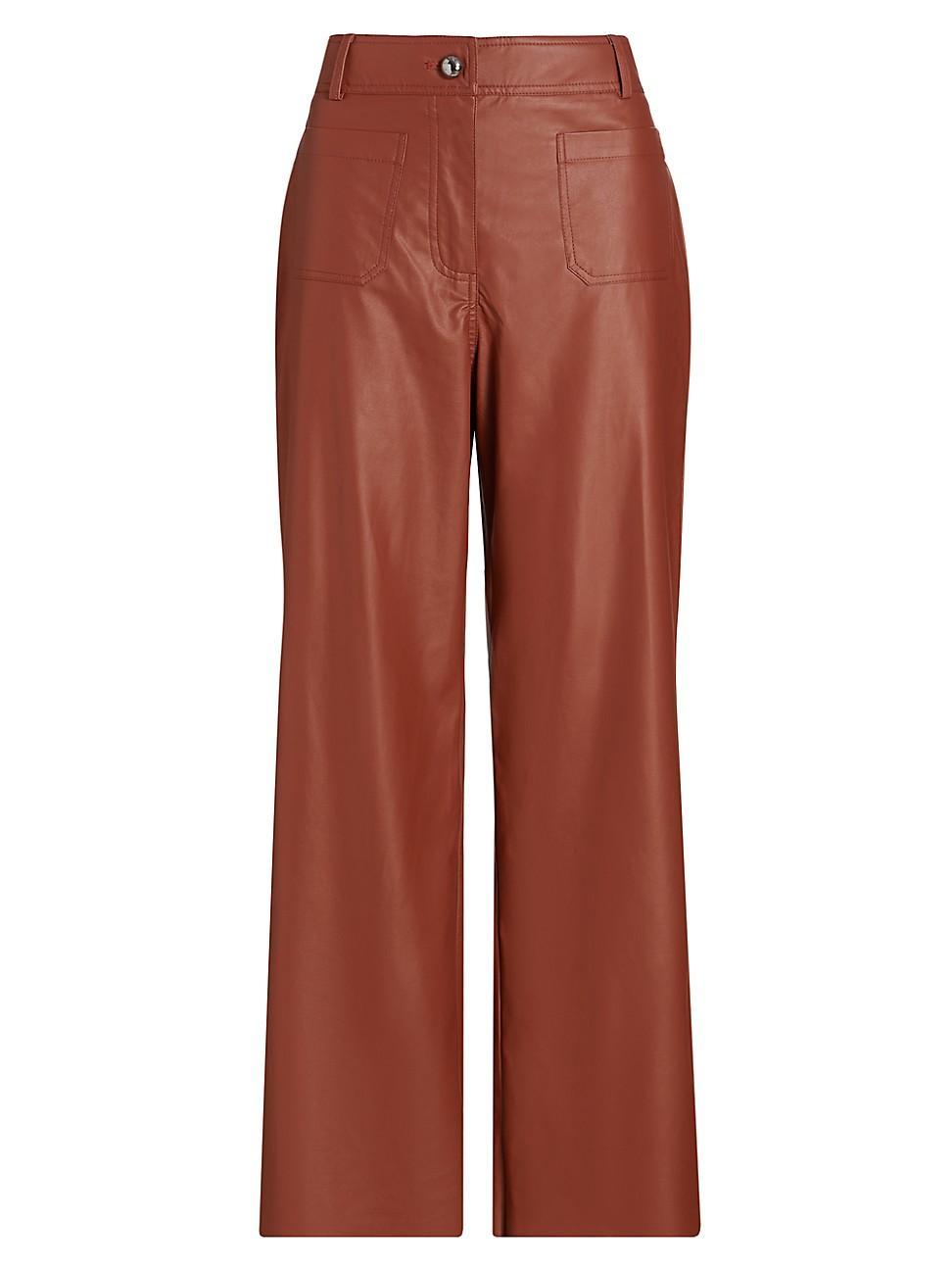 Womens Faux Leather Wide-Leg Pants Product Image