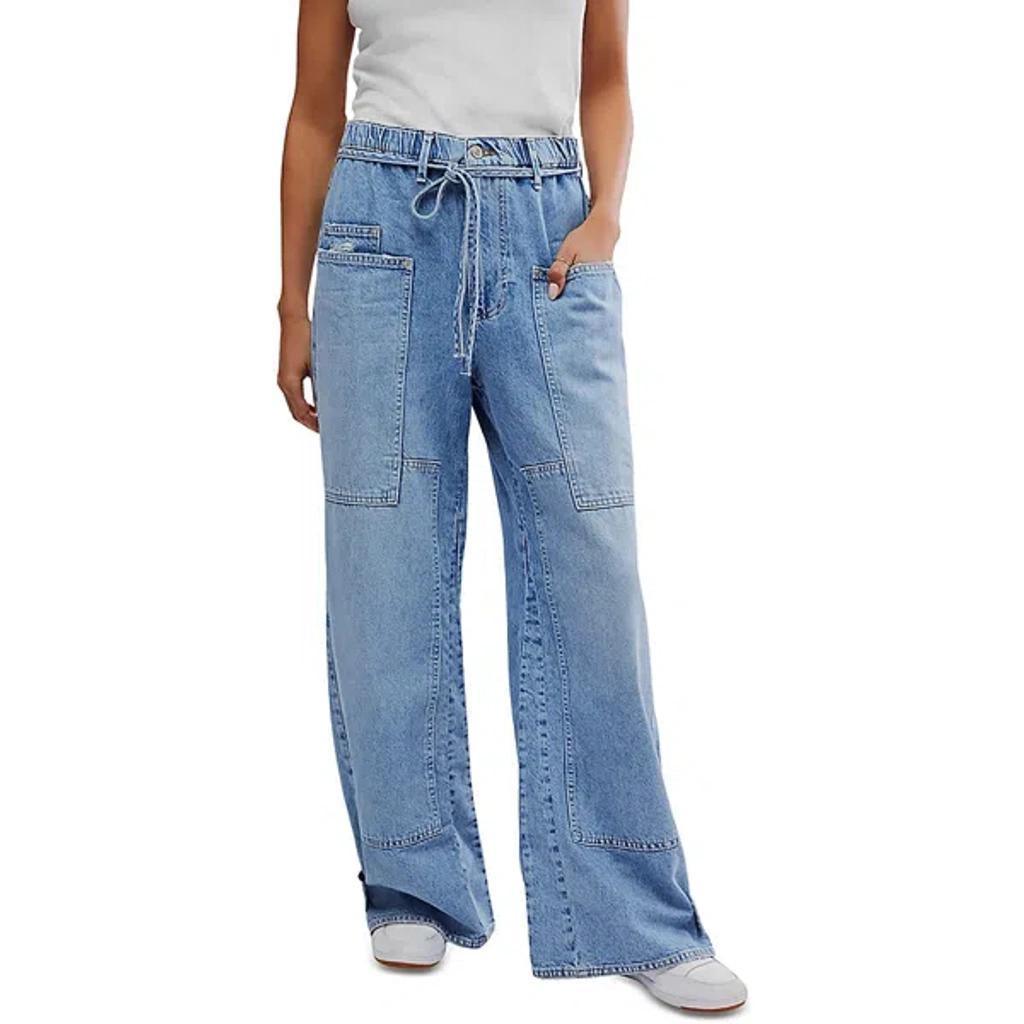 FREE PEOPLE Curvy Outlaw Wide Leg Cargo Jeans In Orange Product Image