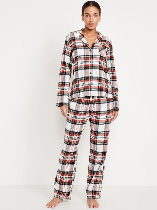 High-Waisted Flannel Pajama Joggers Product Image