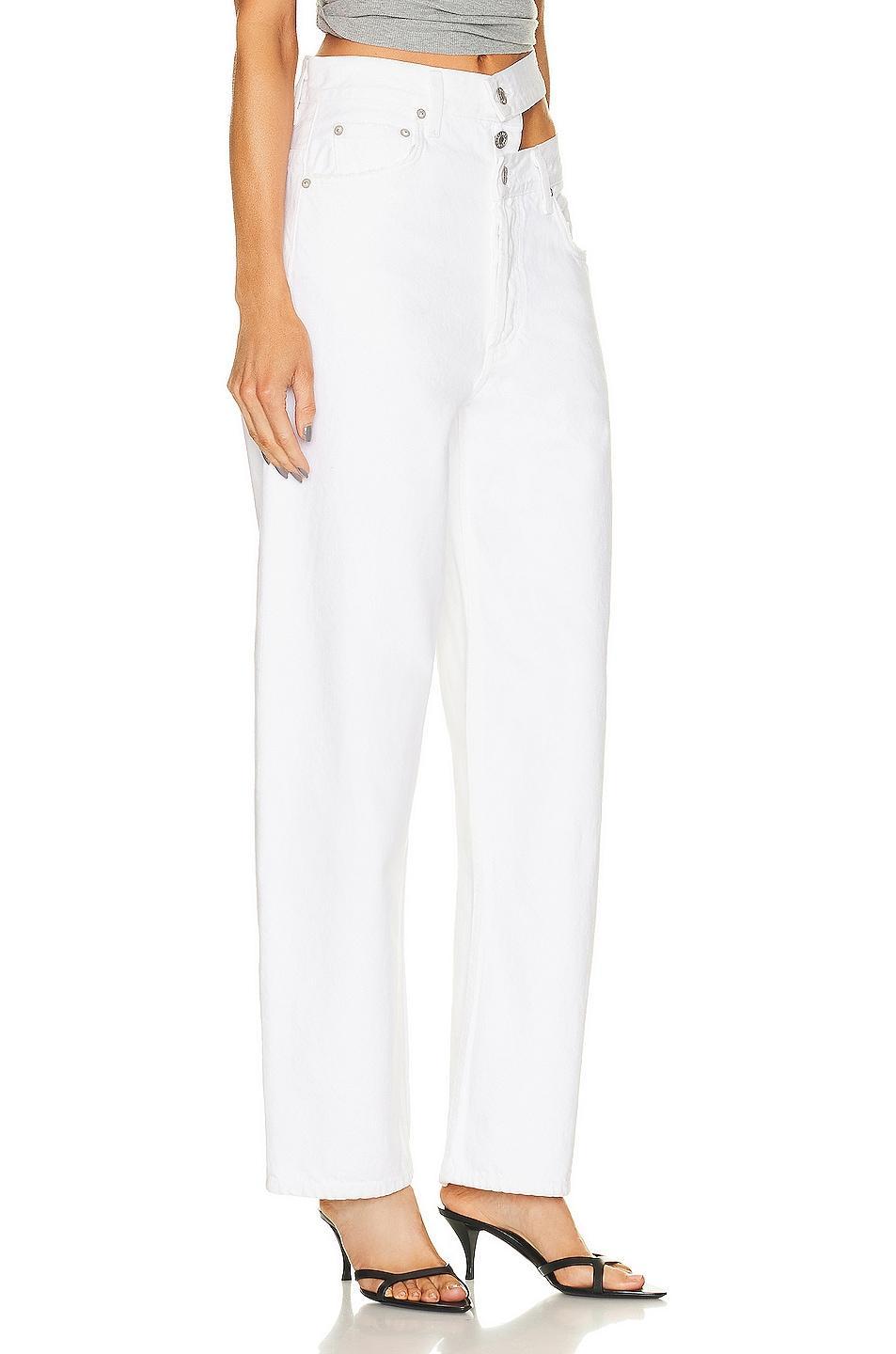 AGOLDE Broken Waistband Jean in Milkshake - White. Size 34 (also in 29, 30, 32). Product Image