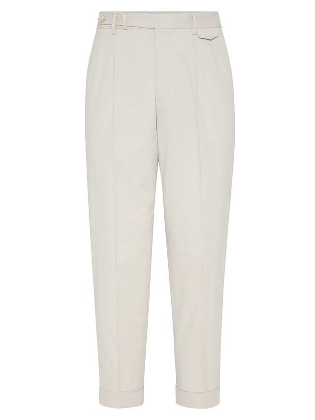 Mens Gabardine Leisure Fit Trousers with Double Pleats Product Image