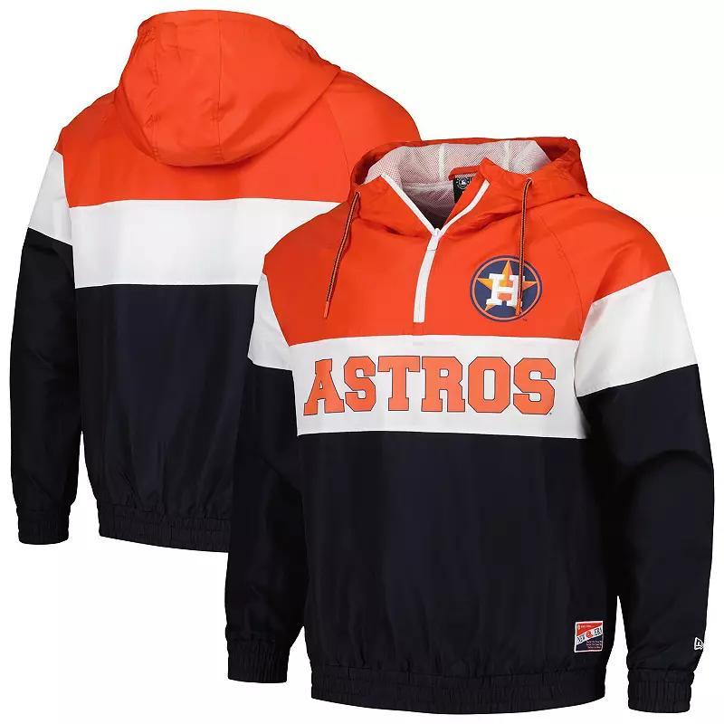 Mens New Era Houston Astros Ripstop Raglan Quarter-Zip Hoodie Windbreaker Jacket Product Image