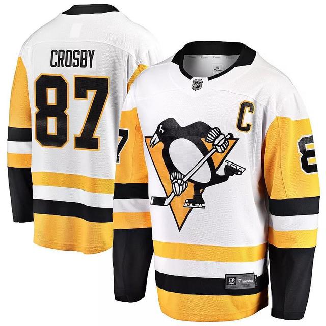 Mens Fanatics Branded Sidney Crosby Pittsburgh Penguins Captain Away Premier Breakaway Player Jersey Product Image