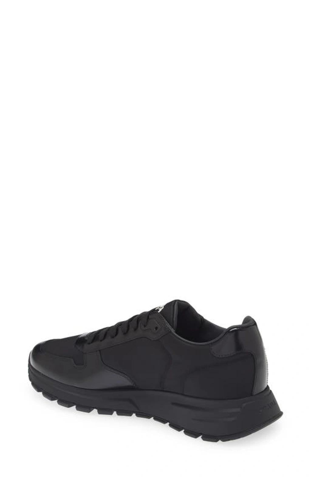 PRADA Logo-print Lace-up Sneakers In Black Product Image