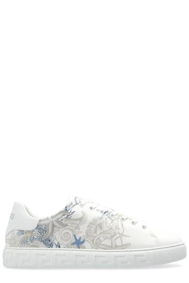 VERSACE Barocco Sea Cotton Sneakers In White Product Image