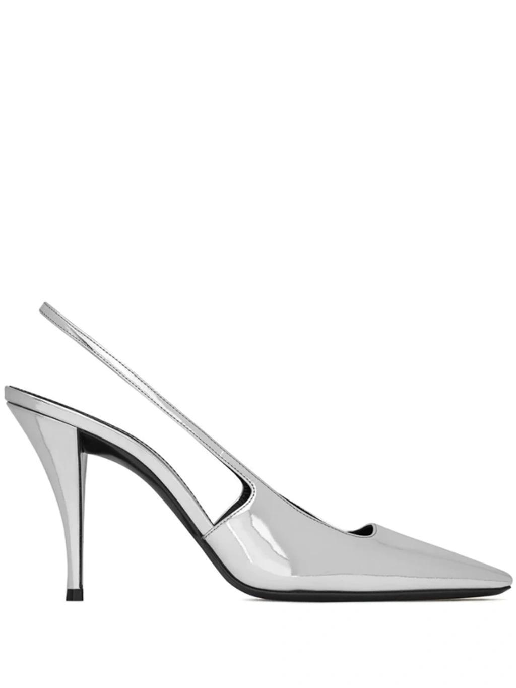 Blade Mirrored Leather Slingback Pumps In Metallic Product Image