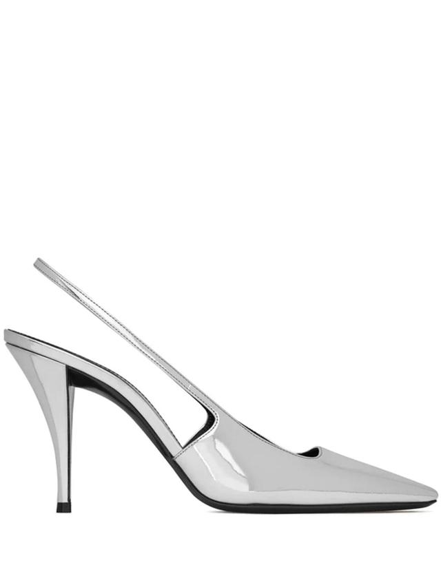 Blade Mirrored Leather Slingback Pumps In Metallic Product Image