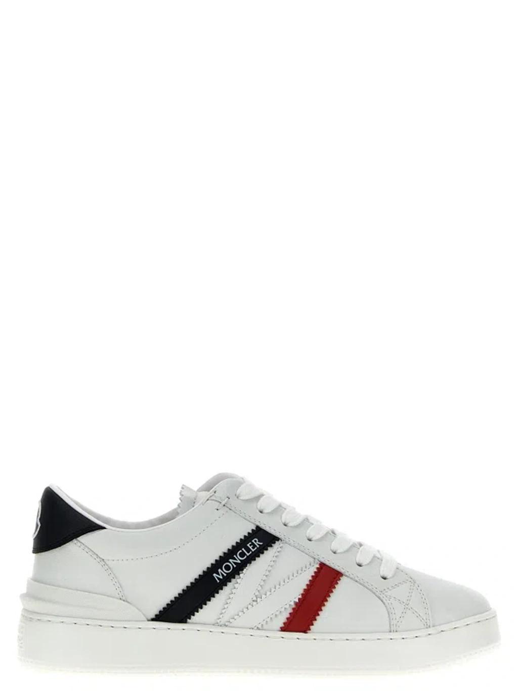 MONCLER Monaco Leather Sneaker In White Product Image