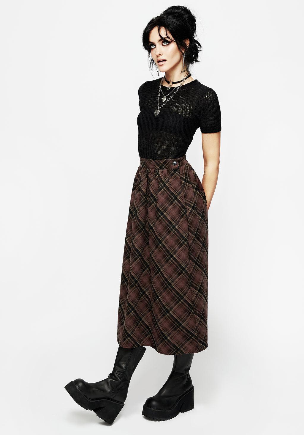 Hickory Check Midi Skirt Product Image