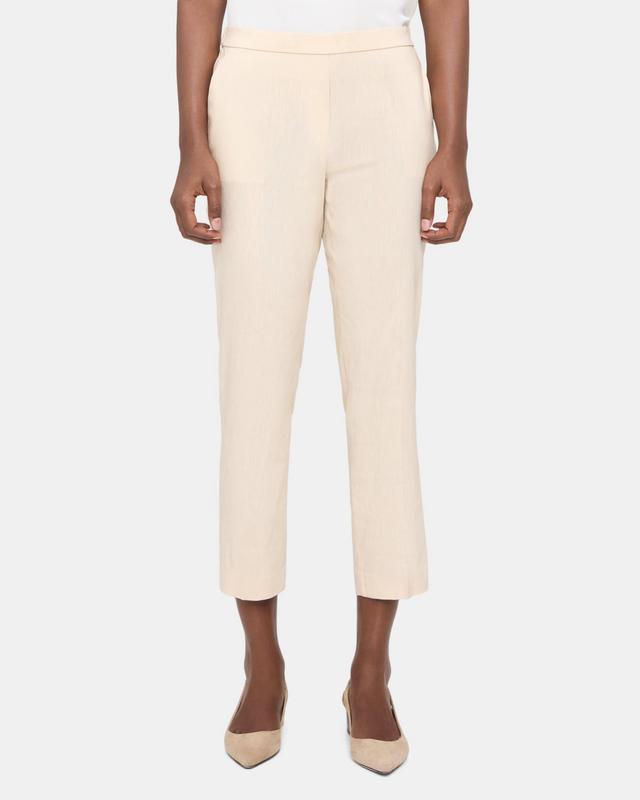 Slim Cropped Pull-On Pant in Linen Blend Mélange Product Image