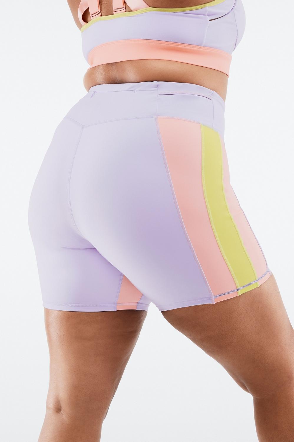 Fabletics High-Waisted Trinity Run Short 7 Womens Frosted Lilac Multi Size XS Product Image