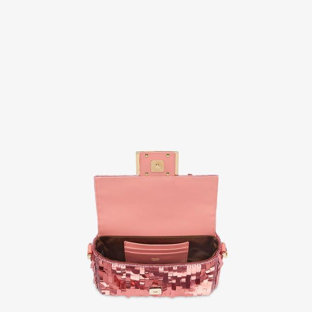 Baguette MiniBag embroidered with pink sequins Product Image