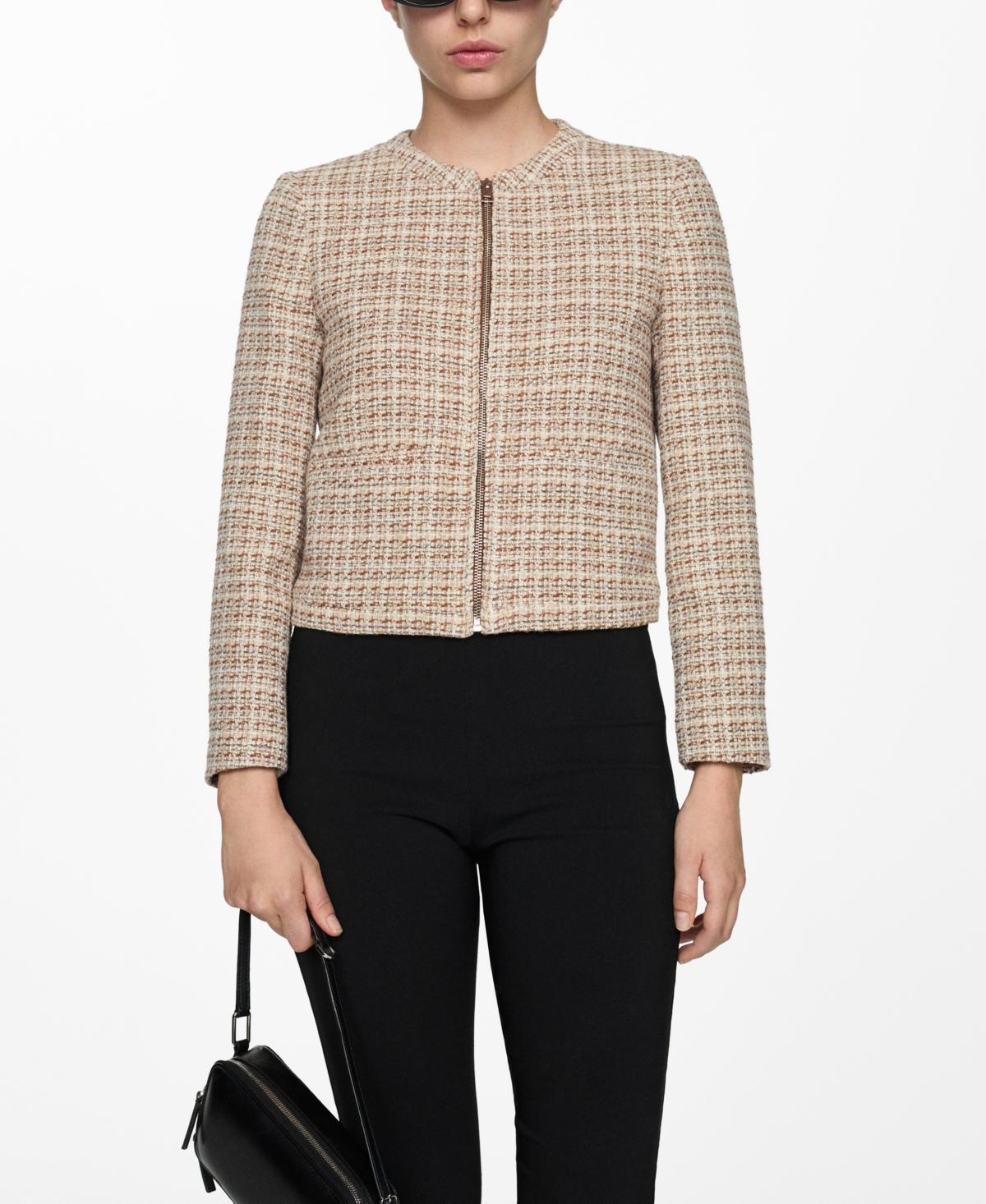 Mango Womens Tweed Zipped Jacket Product Image