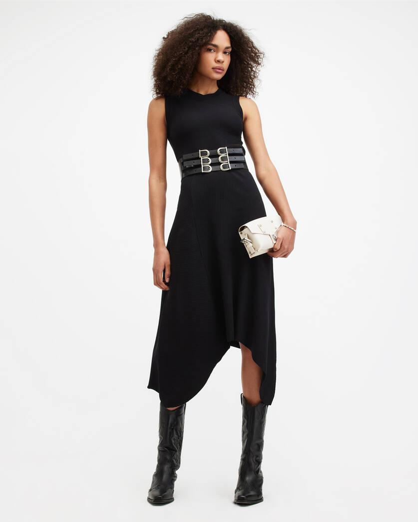 Gia Asymmetrical Ribbed Midi Dress Product Image