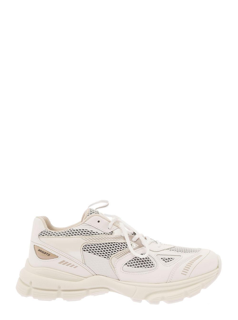 AXEL ARIGATO Marathon Runner White Low Top Sneakers With Reflective Details In Leather Blend Man In Neutrals Product Image