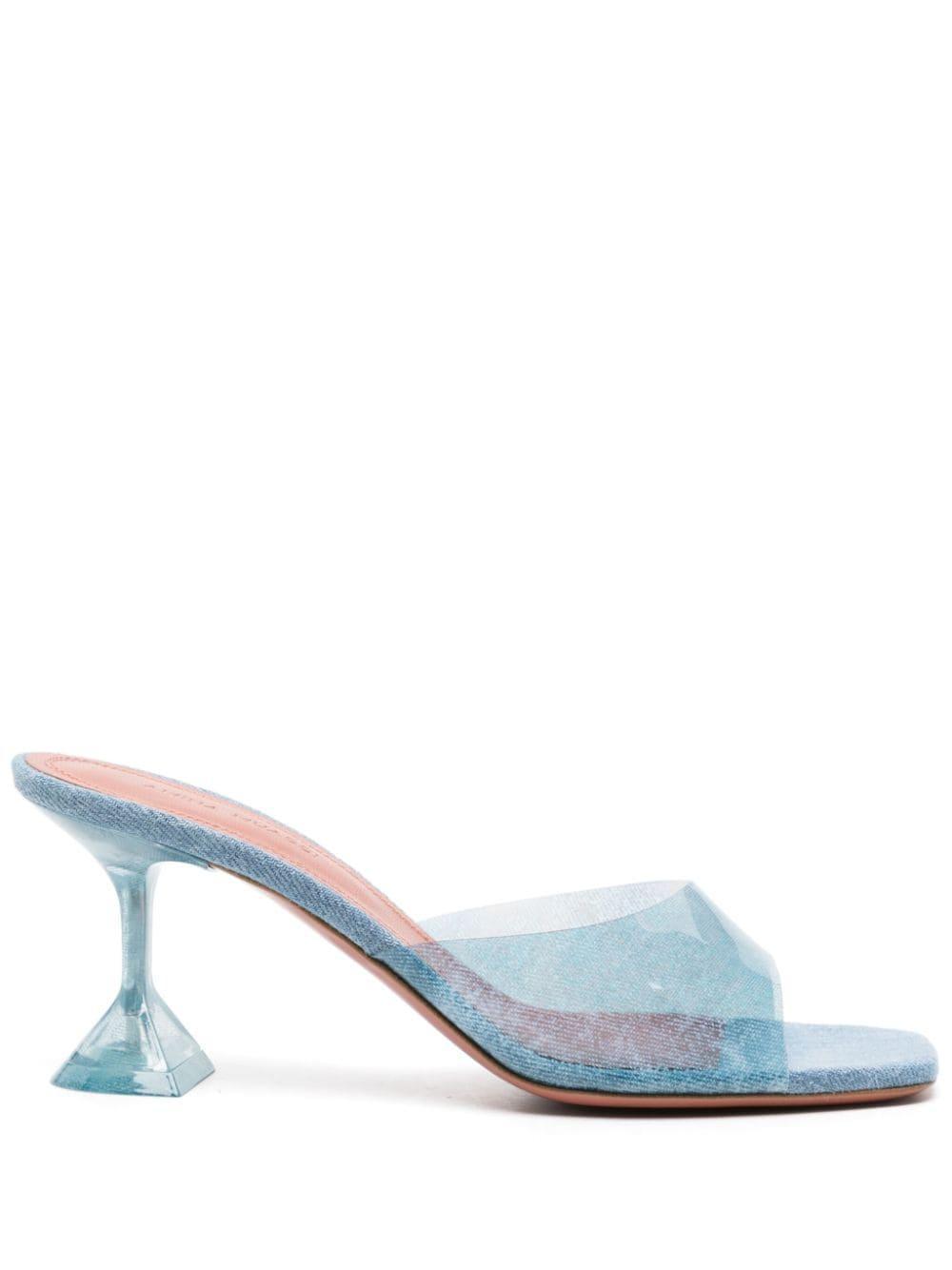 Lupita Denim Effect Slide Mule Sandals In Blue Product Image