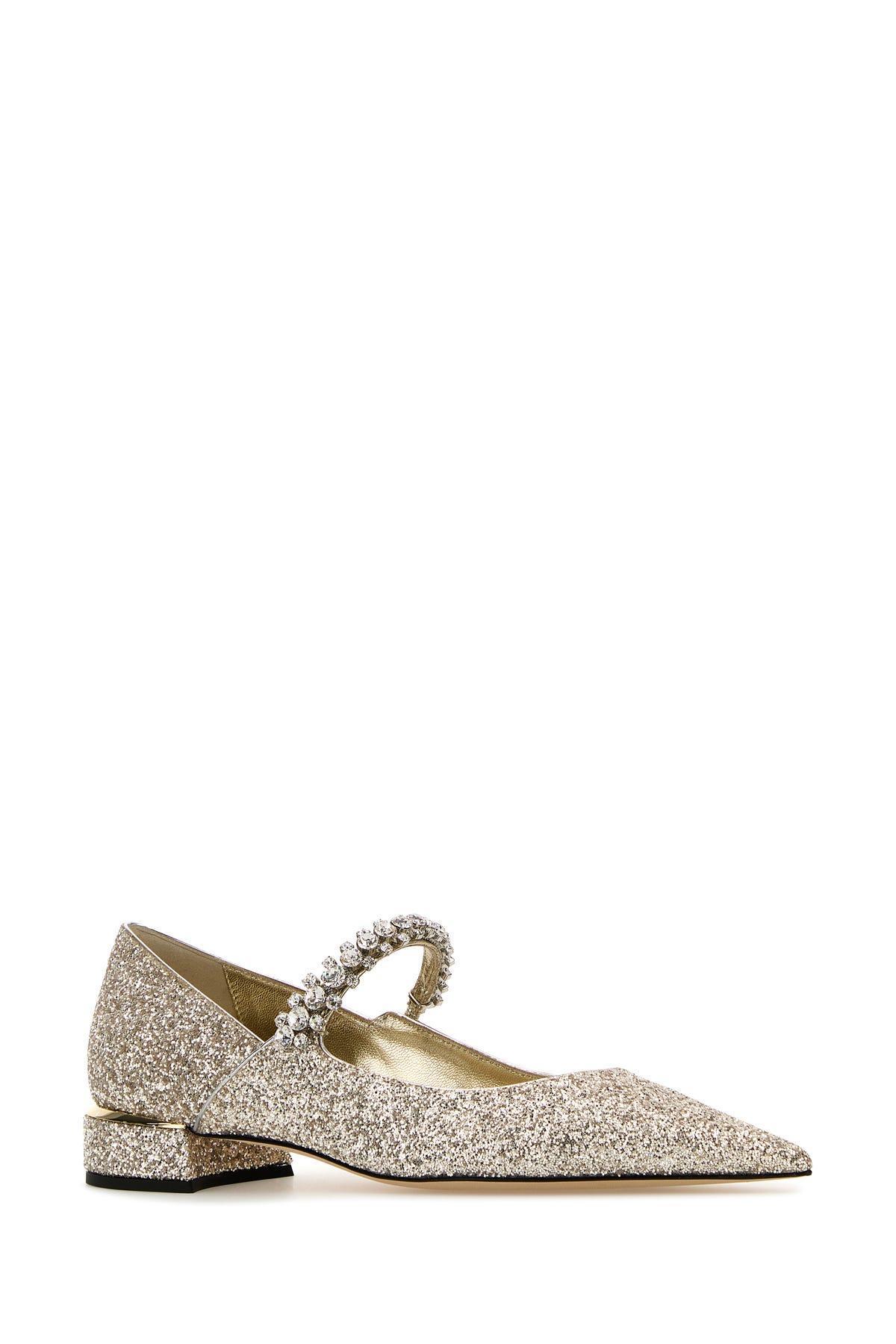 JIMMY CHOO Golden Bing Ballet Flats In Silver Product Image