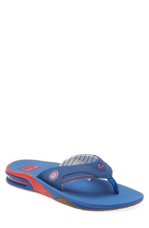 Mens REEF Chicago Cubs Fanning Bottle Opener Sandals Product Image