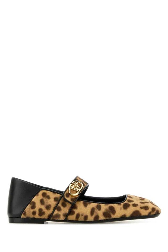 Printed Calf Hair Vlogo Locker Ballerinas In Leopard Print Product Image