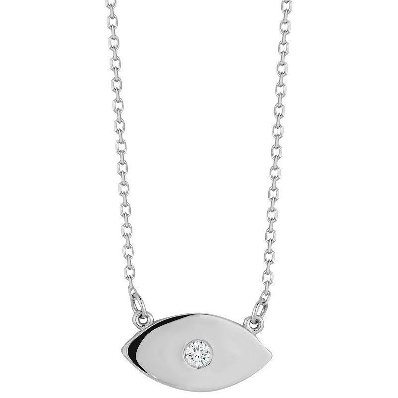 LUMINOR GOLD 14k Gold Diamond Accent Evil Eye Necklace, Womens White Product Image