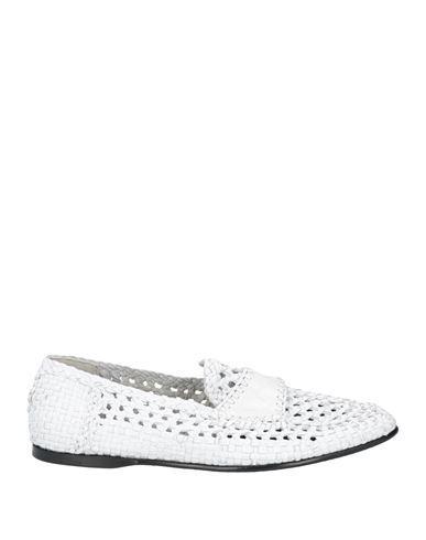 White Woven Leather Slip On Loafers Men Shoes Product Image