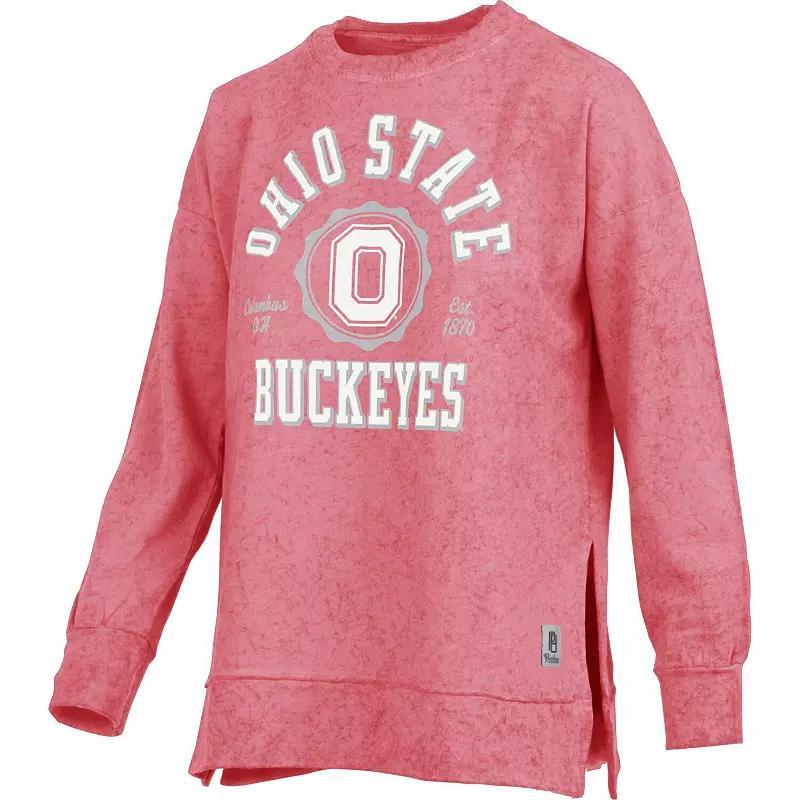 Womens Pressbox Scarlet Ohio State Buckeyes Sun Washed Bishop Pullover Sweatshirt Product Image