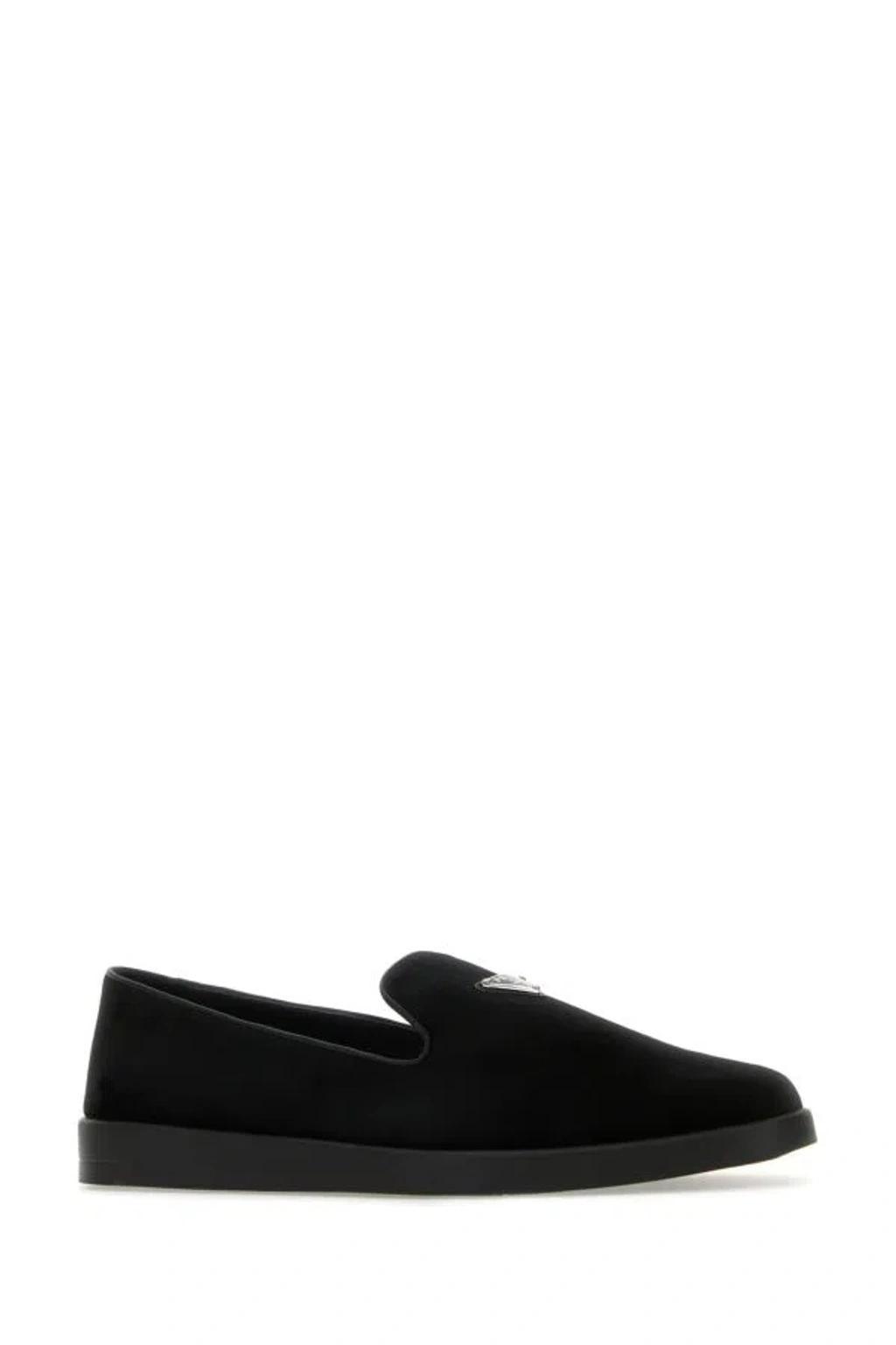 PRADA Black Suede Slip Ons Product Image