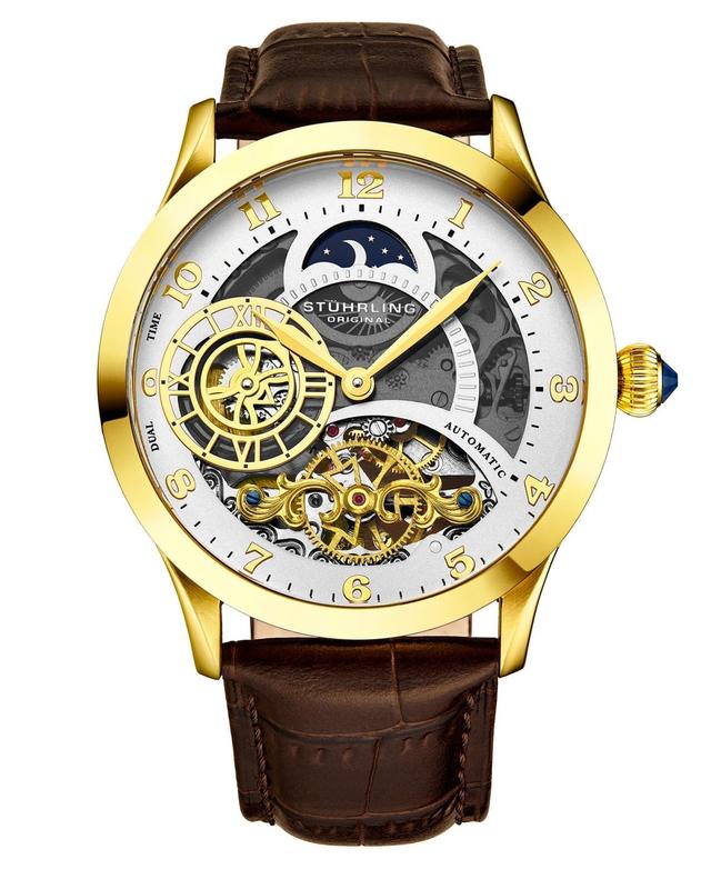 Stuhrling Mens Brown Leather Strap Watch 44mm Product Image