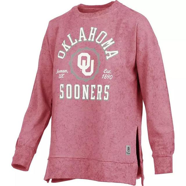 Womens Pressbox Crimson Oklahoma Sooners Sun Washed Bishop Pullover Sweatshirt Product Image