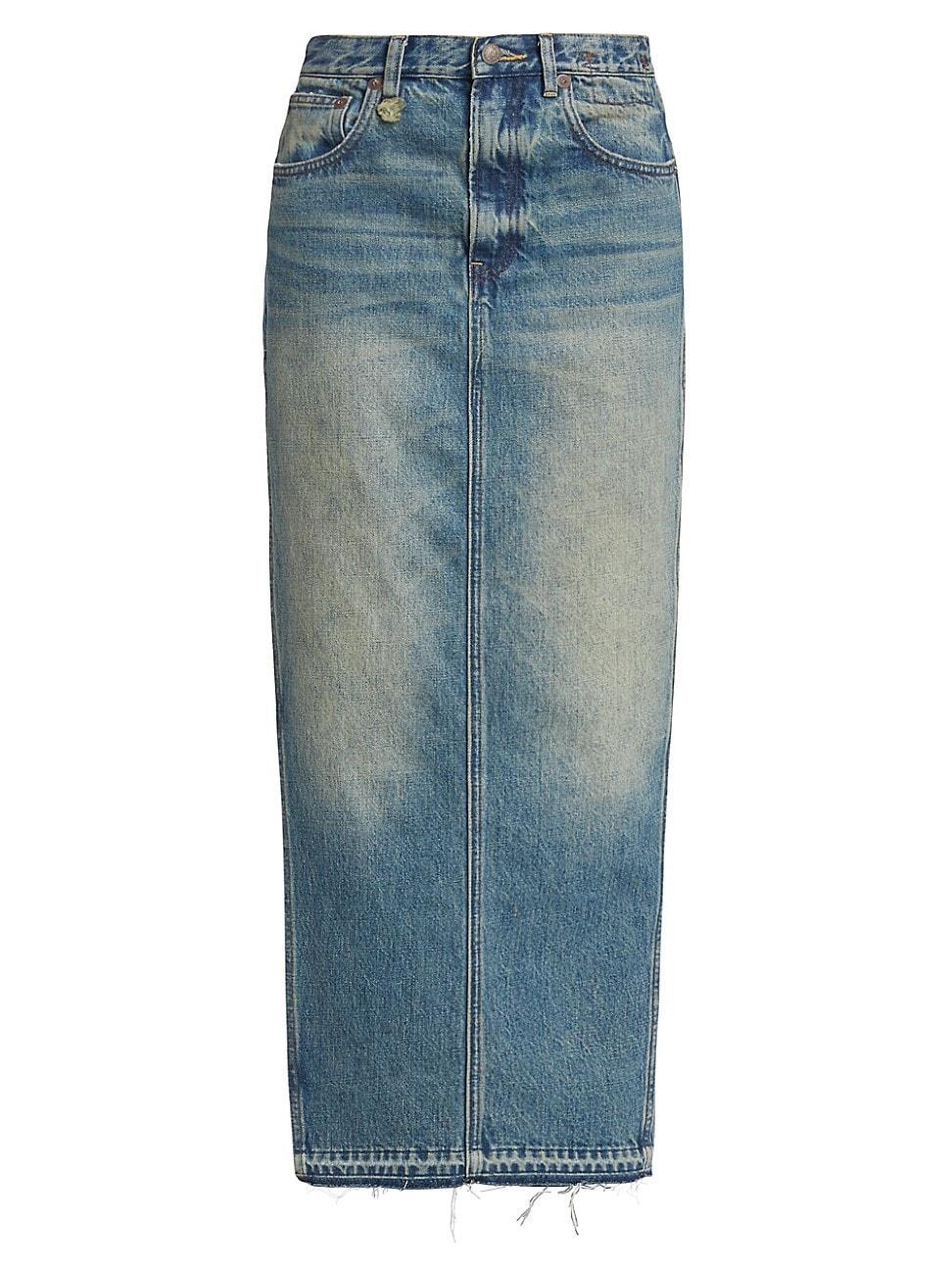 Womens Side Slit Denim Maxi Skirt Product Image